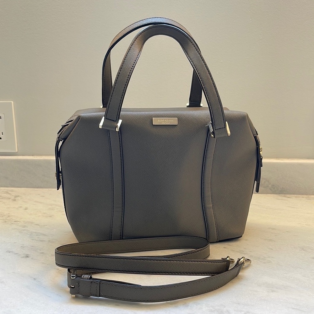 Kate Spade Newbury Lane Gray Leather Cross Body Satchel